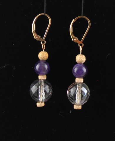 Dark Amethyst and Czech Glass 14K Gold Filled Earrings