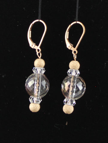 Swarovski Crystal and Czech Glass Rose Gold Filled Earrings
