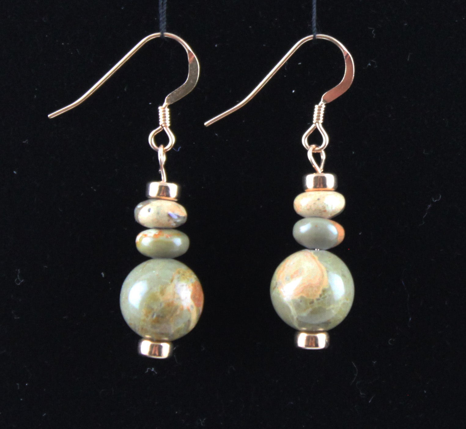 African Map Jasper and 14K Rose Gold-Filled Earrings