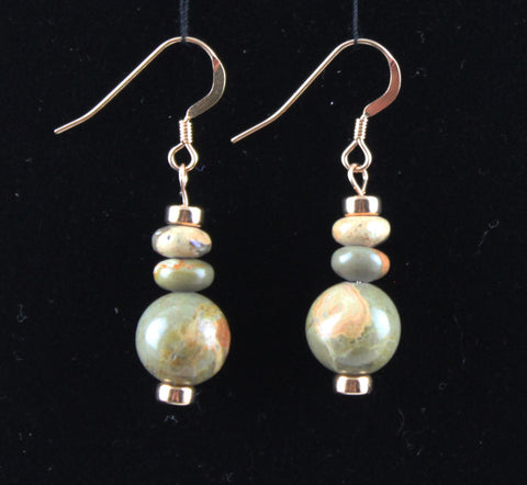 African Map Jasper and 14K Rose Gold-Filled Earrings