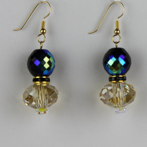 Glamorous Swarovski 14L Gold Filled Shadow Crystal Earrings