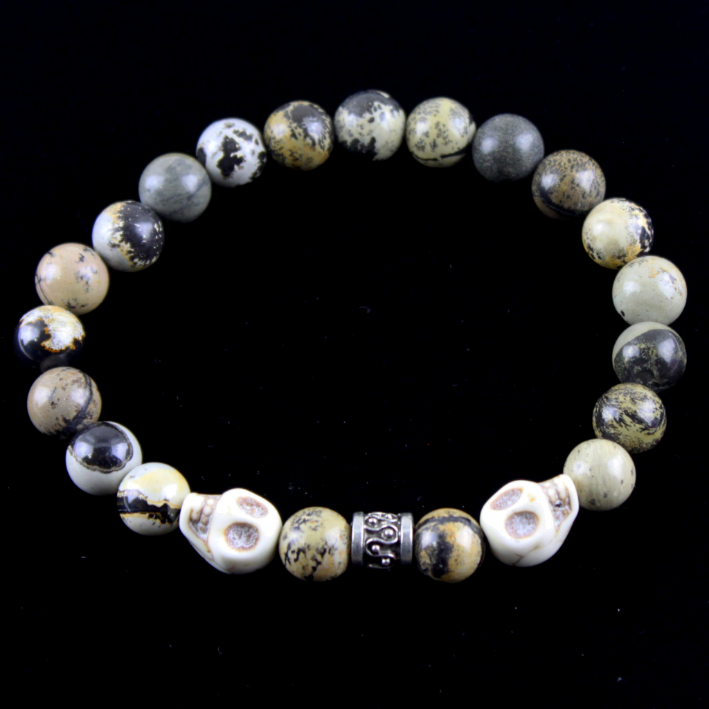 Artistic Stone Skull Stretch Bracelet