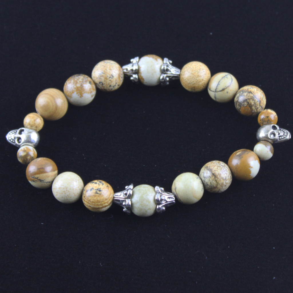 Picture Jasper Classic Skull Bracelet