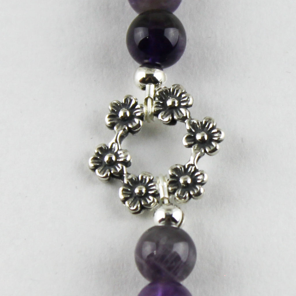 Amethyst Floral Wreath Sterling Sliver Bracelet
