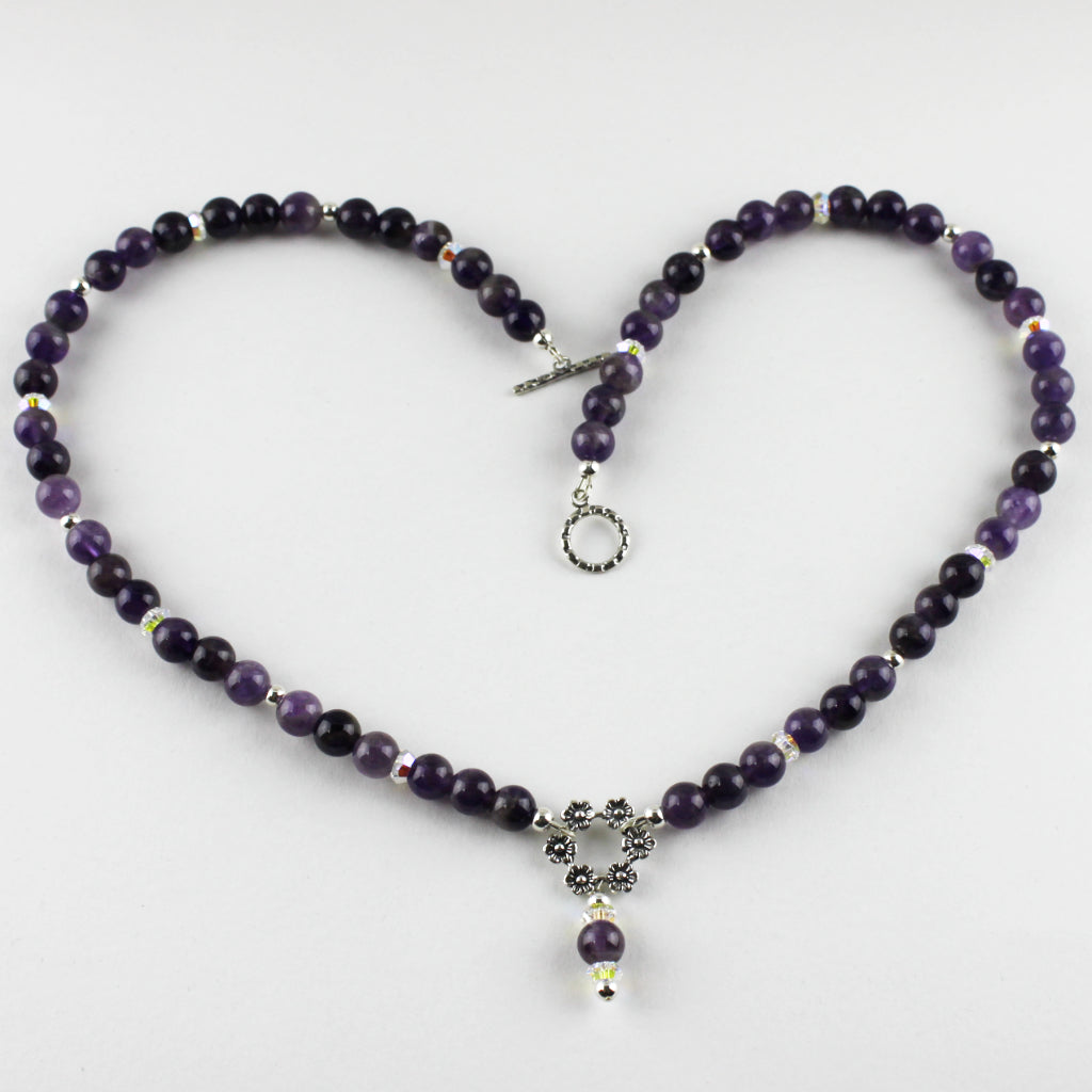 Amethyst Spring Wreath Serling Sliver Necklace