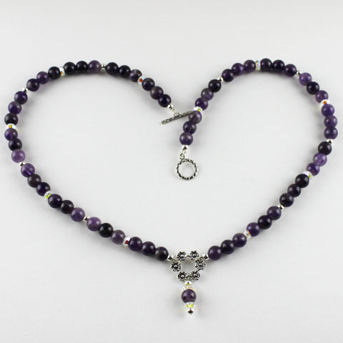 Amethyst Spring Wreath Serling Sliver Necklace