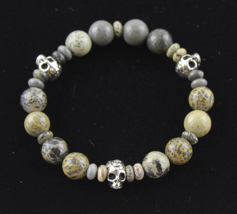 Artistic Stone Trinity Skull Bracelet