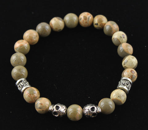 African Map Jasper with Skulls Bracelet