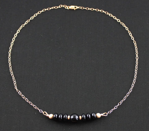 Black Onyx & Rose Gold Filled Necklace