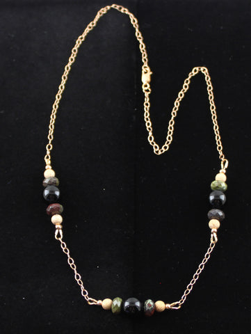Rose Gold Filled with Black Onyx and Dragon Blood Jasper