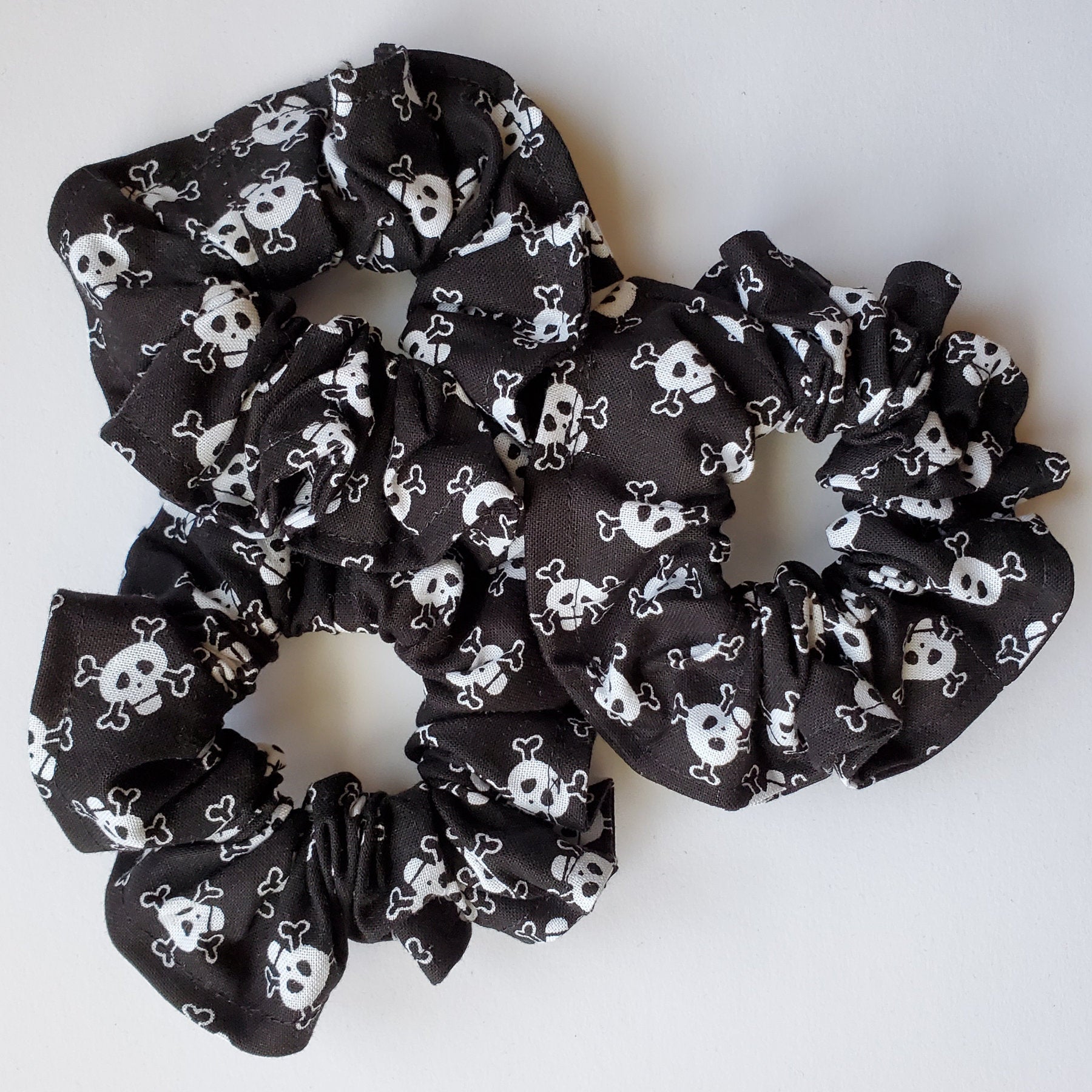 Black and White Skull Scrunchie