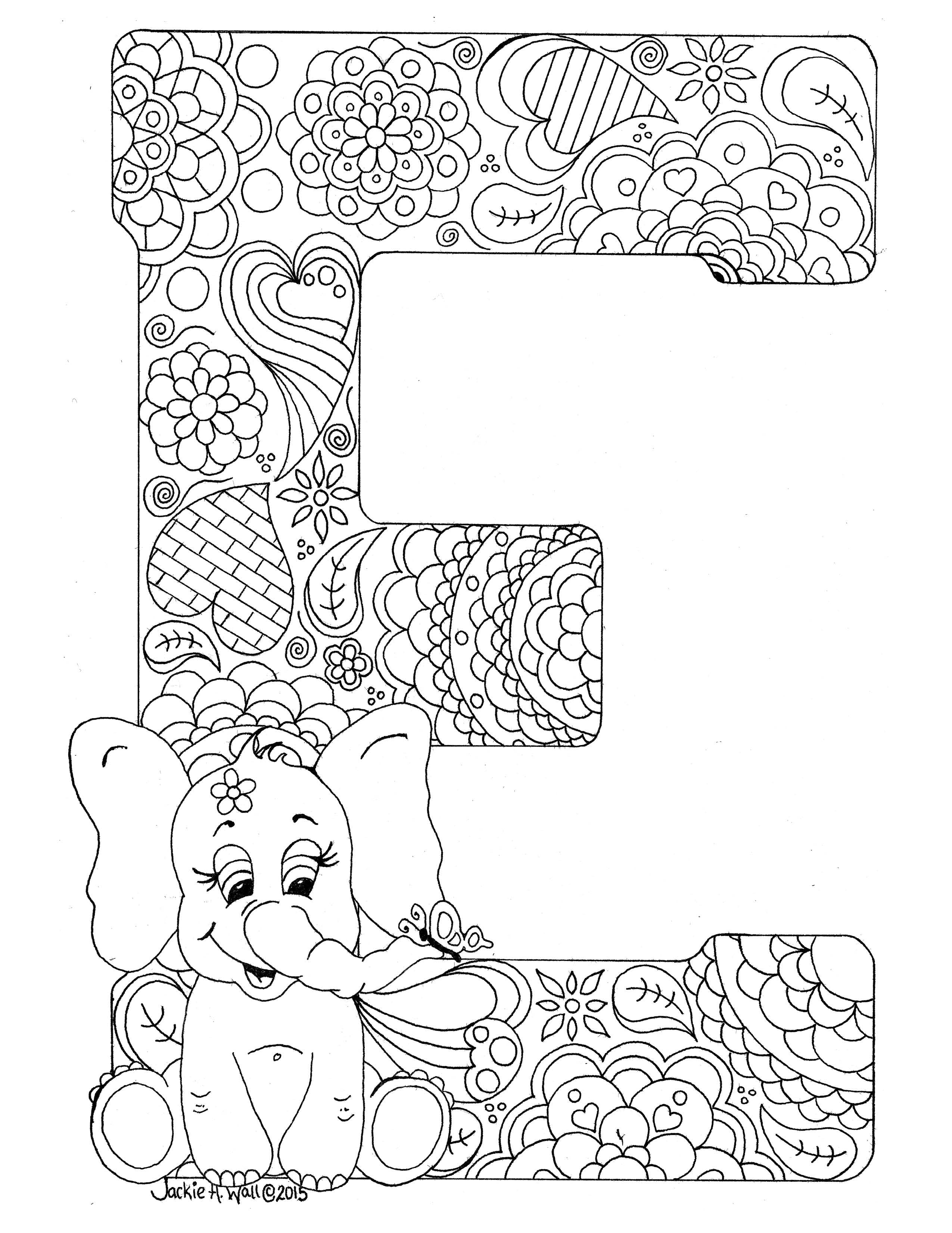 Letter E Colouring Page