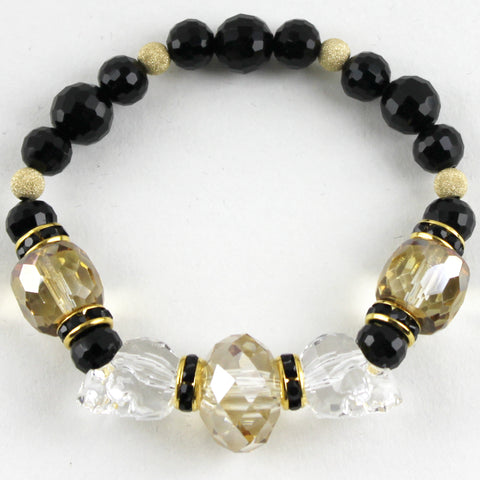 Gold Filled Swarovski Crystal Skull Stretch Bracelet
