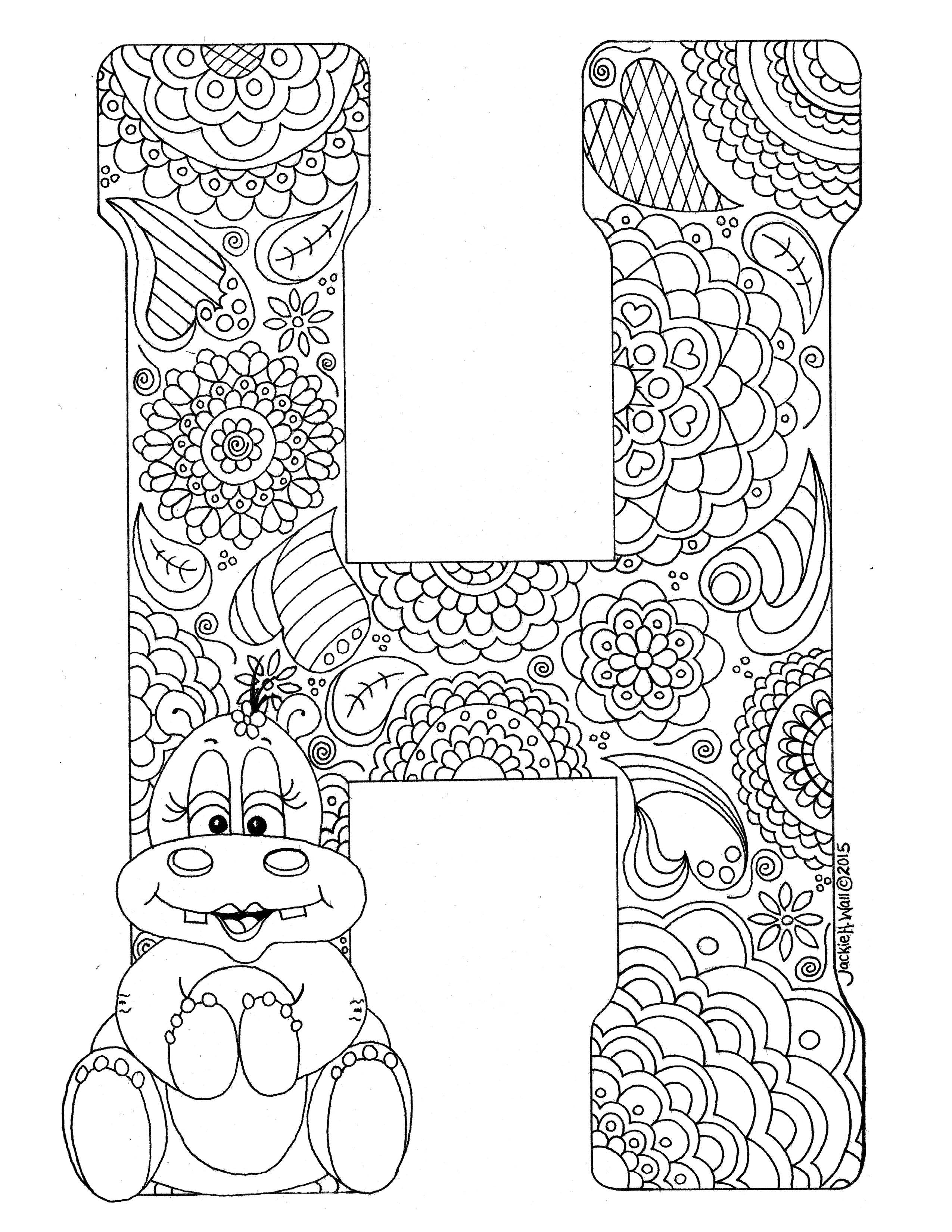 Letter H Colouring Page