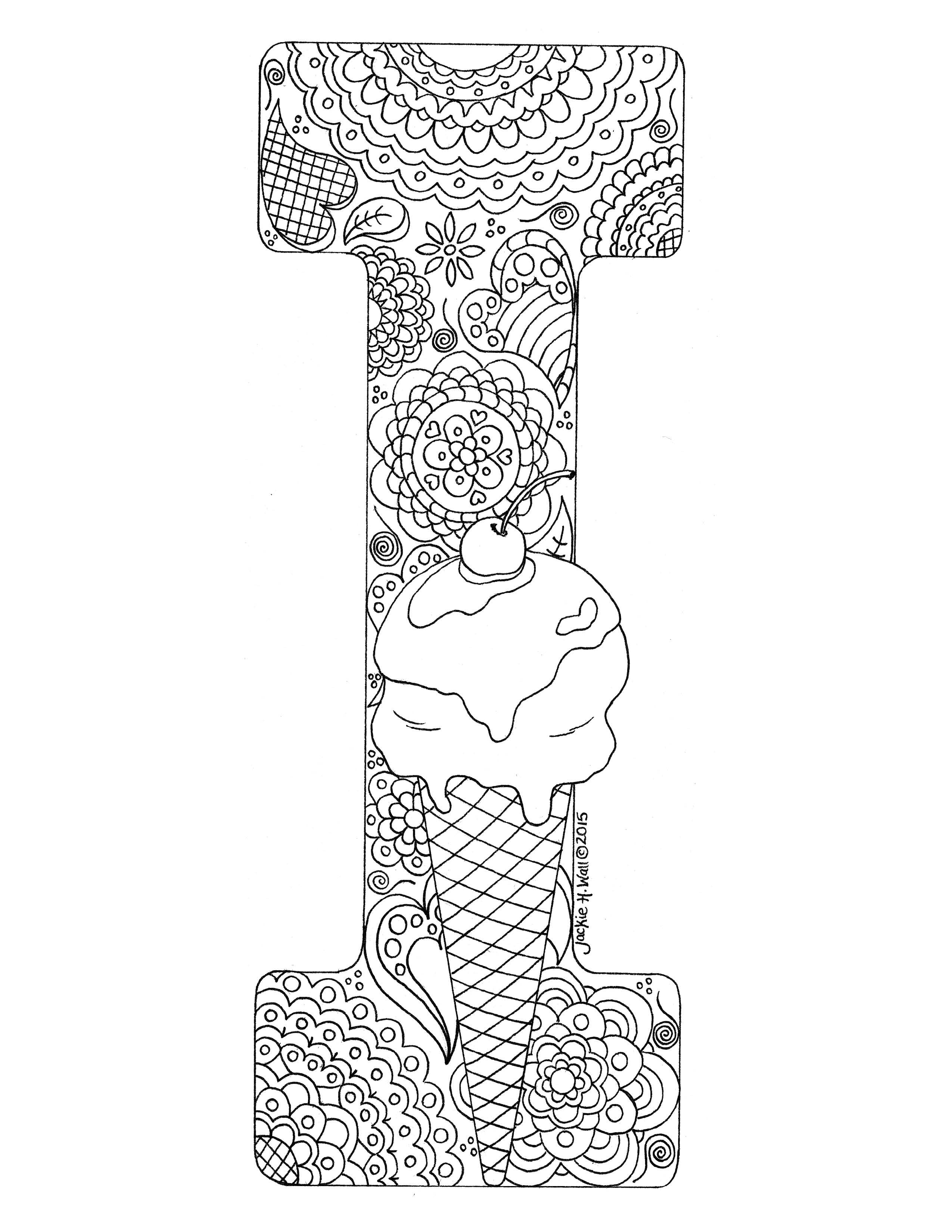 Letter I Colouring Page