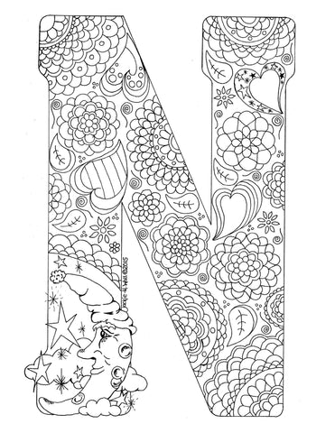 Letter N Colouring Page