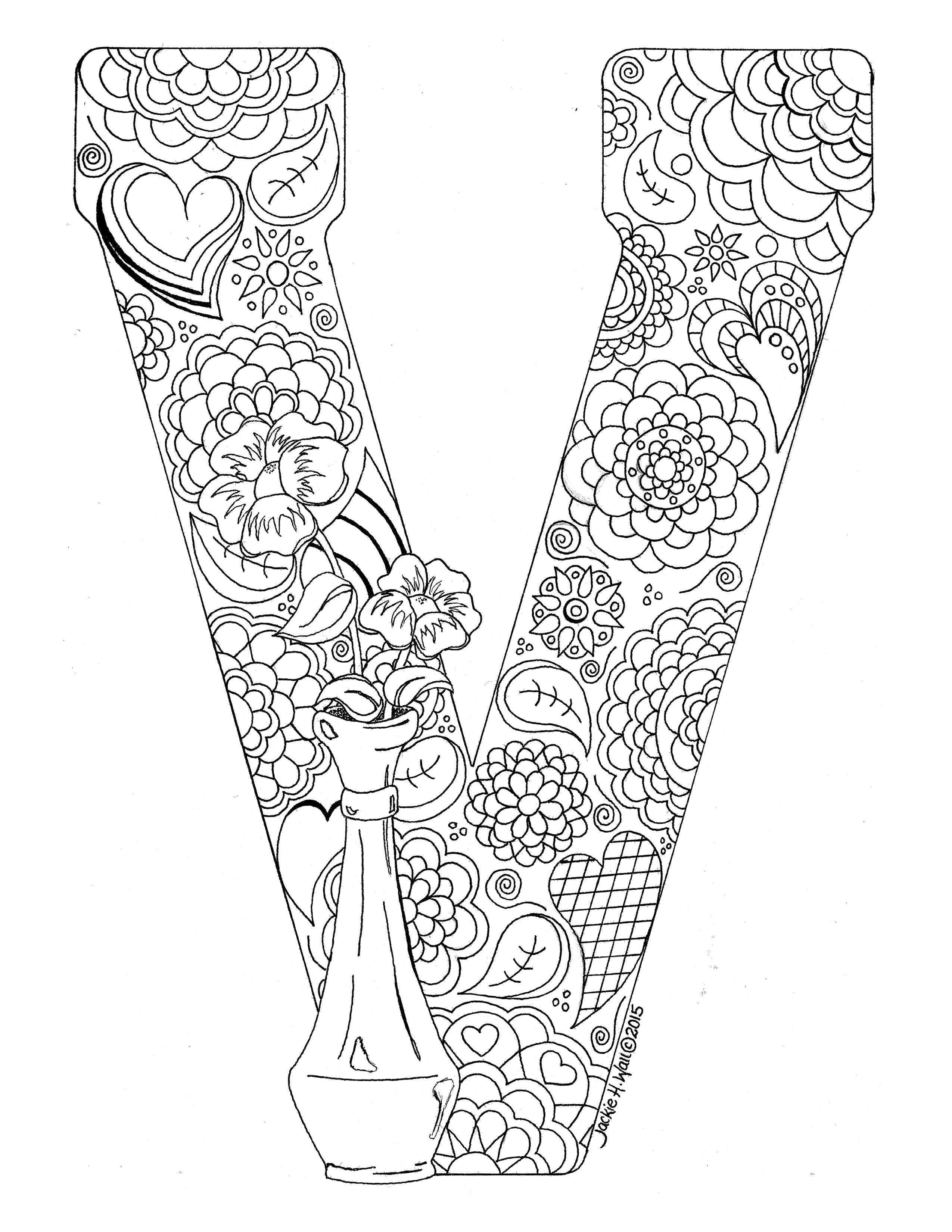 Letter V Colouring Page