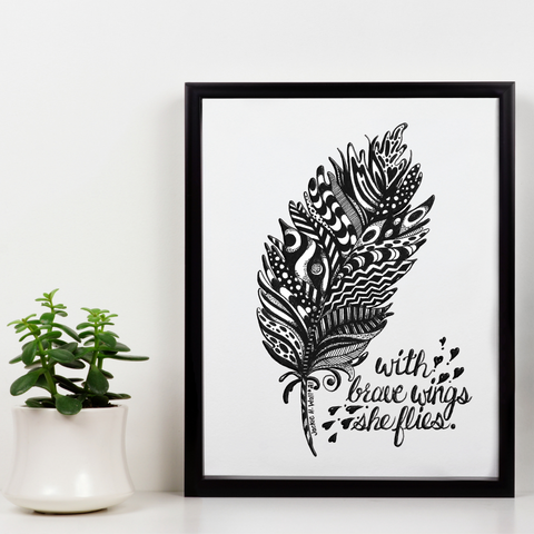 With Brave Wings She Flies Printable Art