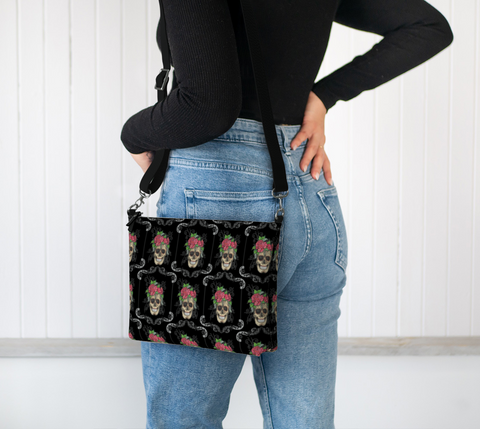 Floral Skull Crossbody Purse