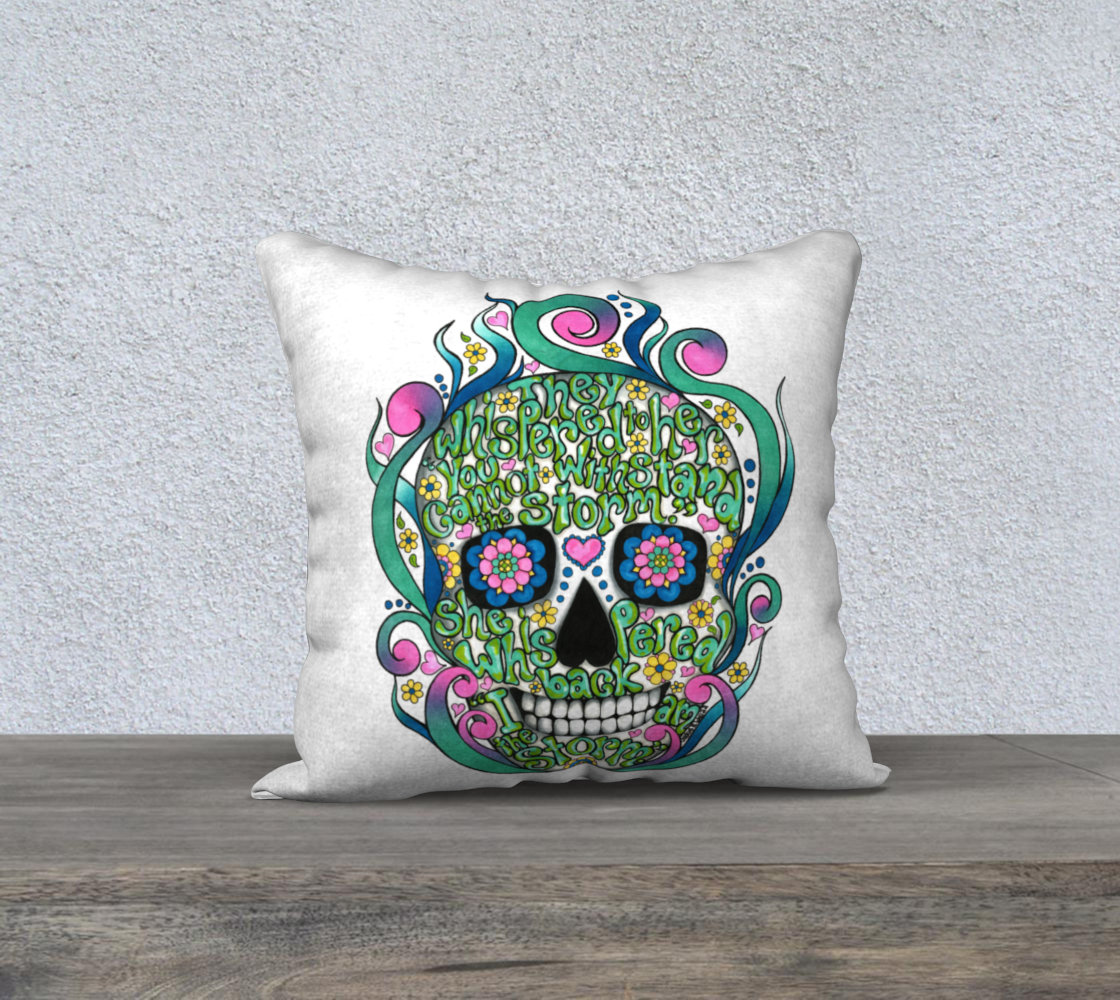 Storm Sugar Skull Pillow Cover  18" by 18"