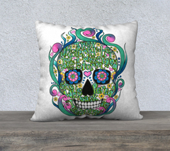 Storm Sugar Skull Pillow Cover 22" by 22"