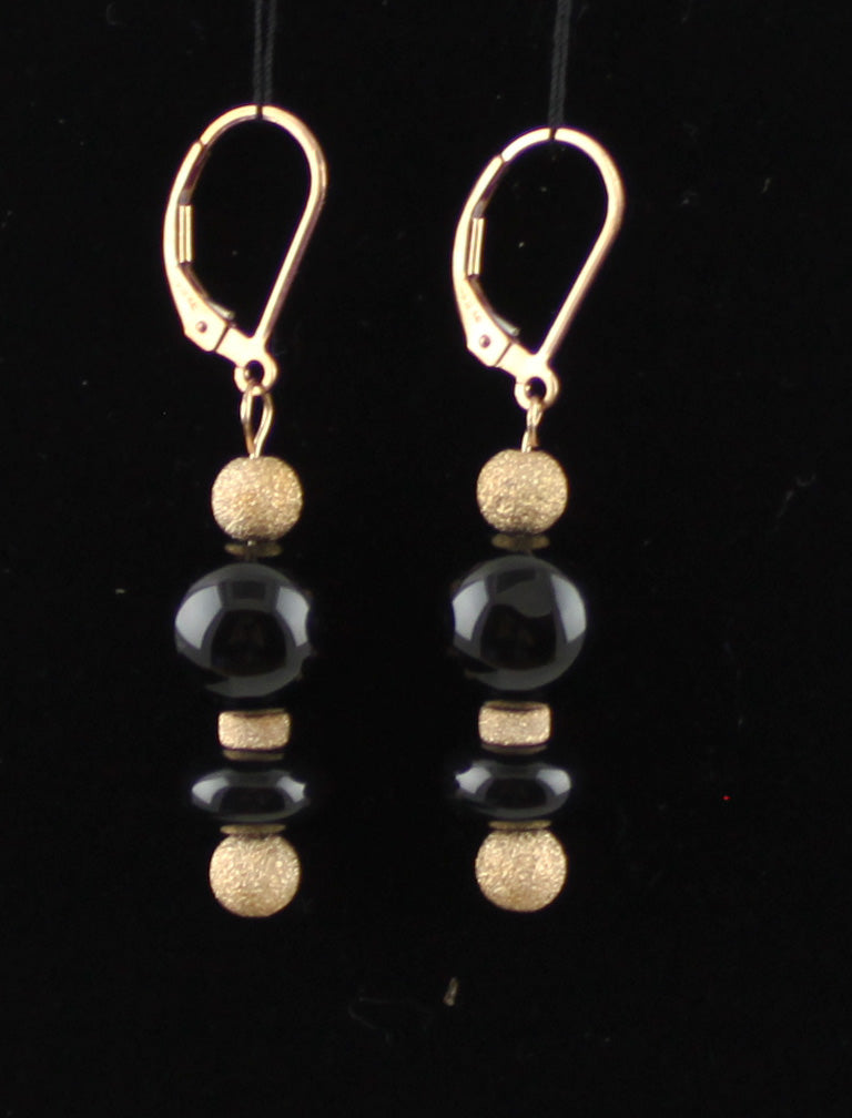 Black Onyx and 14K Rose Gold-Filled Earrings