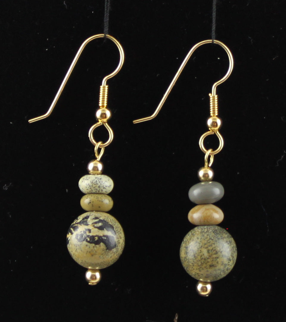 14K Gold-Filled and Artistic Stone Earrings