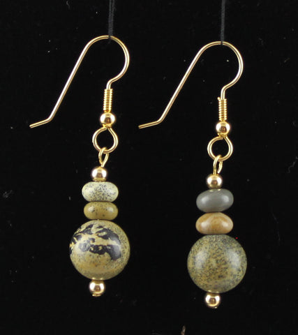 14K Gold-Filled and Artistic Stone Earrings