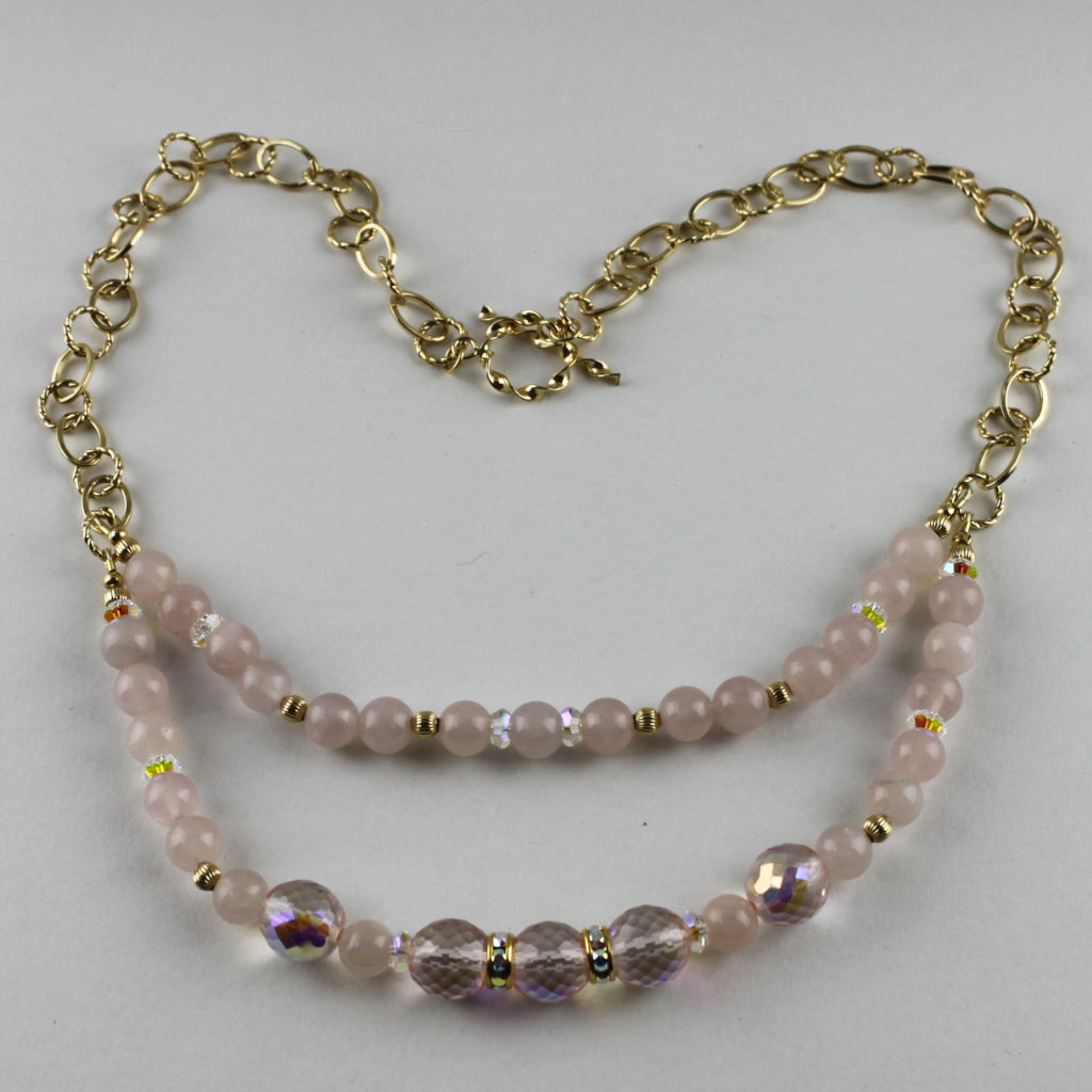 Golden Blush Swarovski Crystal and Gold-Filled Necklace