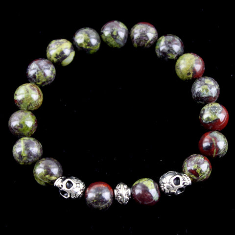 Dragon Blood Jasper with Mixed Metal Skulls