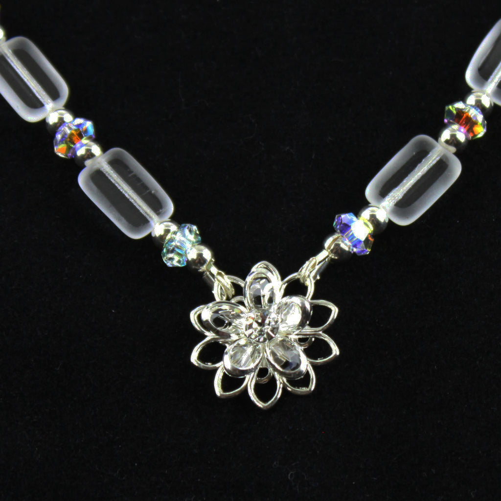Floral Frost Swarovski Crystal and Sterling Silver Necklace