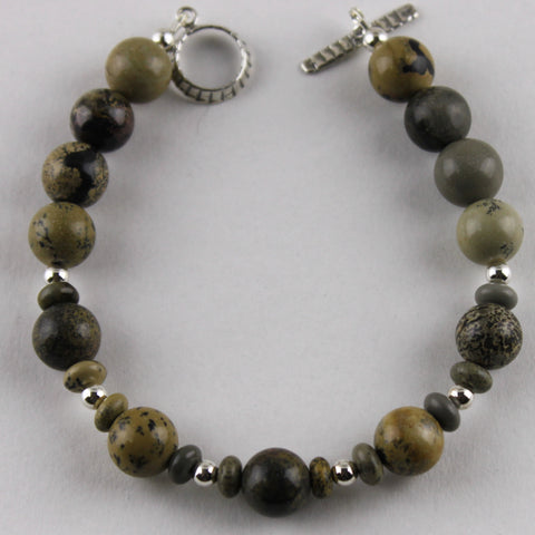 Artistic Stone and Sterling Silver Bracelet