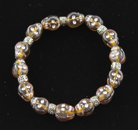 Burnt Amber with Mixed Metal Accent Bracelet