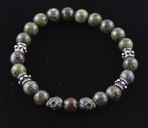 Dragon Blood Jasper with Skull Bracelet