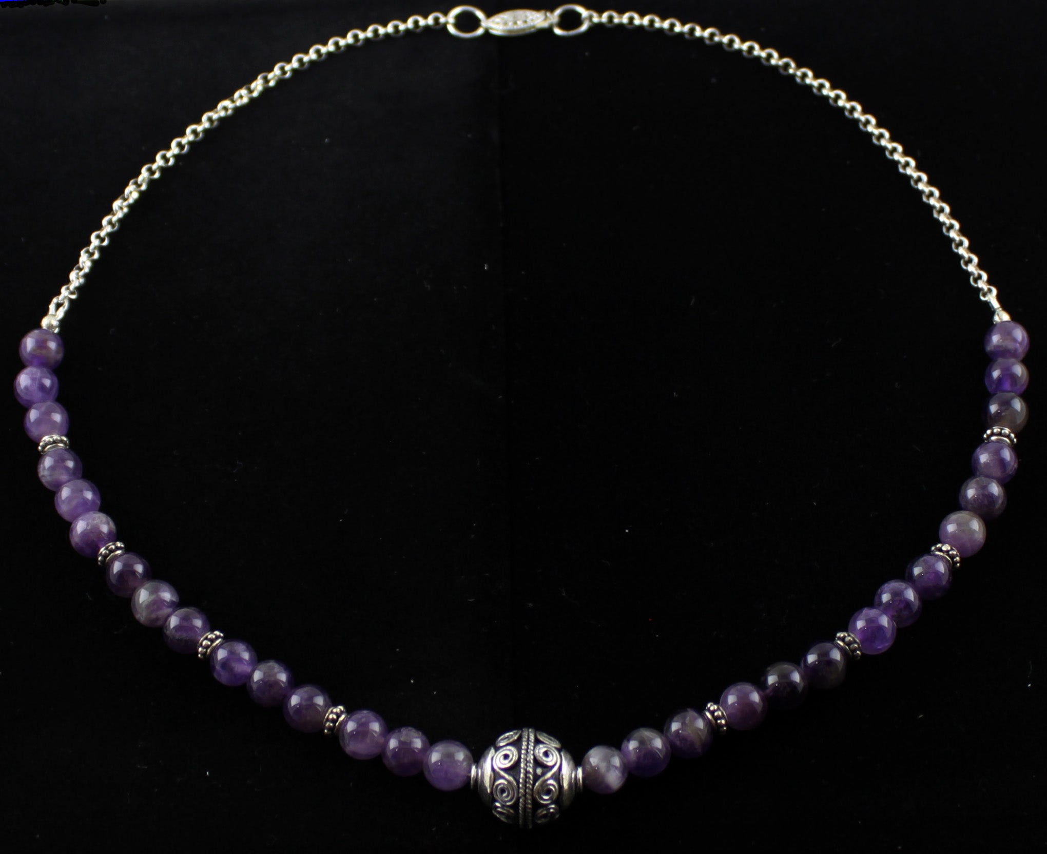 Amethyst & Bali Bead Necklace