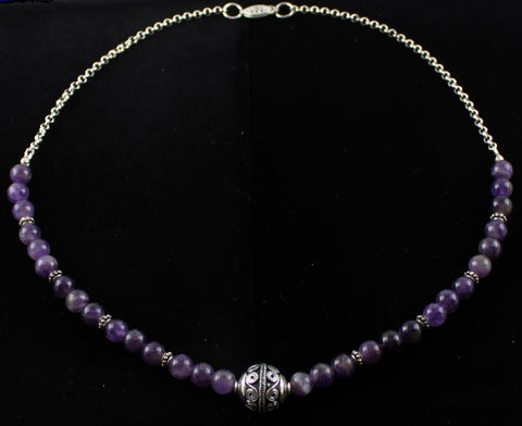Amethyst & Bali Bead Necklace