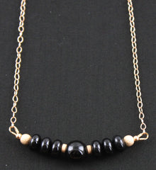 Black Onyx & Rose Gold Filled Necklace