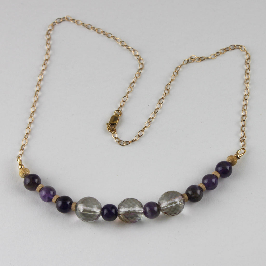 Dark Amethyst, Rose Gold-Filled and Czech Glass 18.5" Necklace