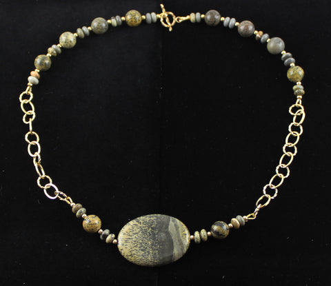 Artistic Stone with 14K Gold Filled Chain Necklace