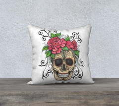 Floral Skull Pillow Case 18 by 18