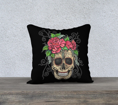 Floral Skull Pillow Case 18 by 18