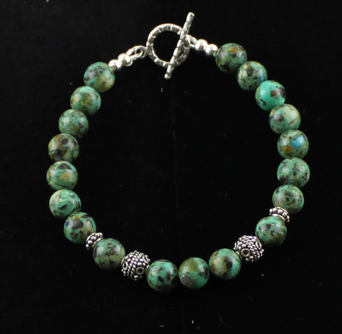 African Turquoise & Bali Bead Bracelet
