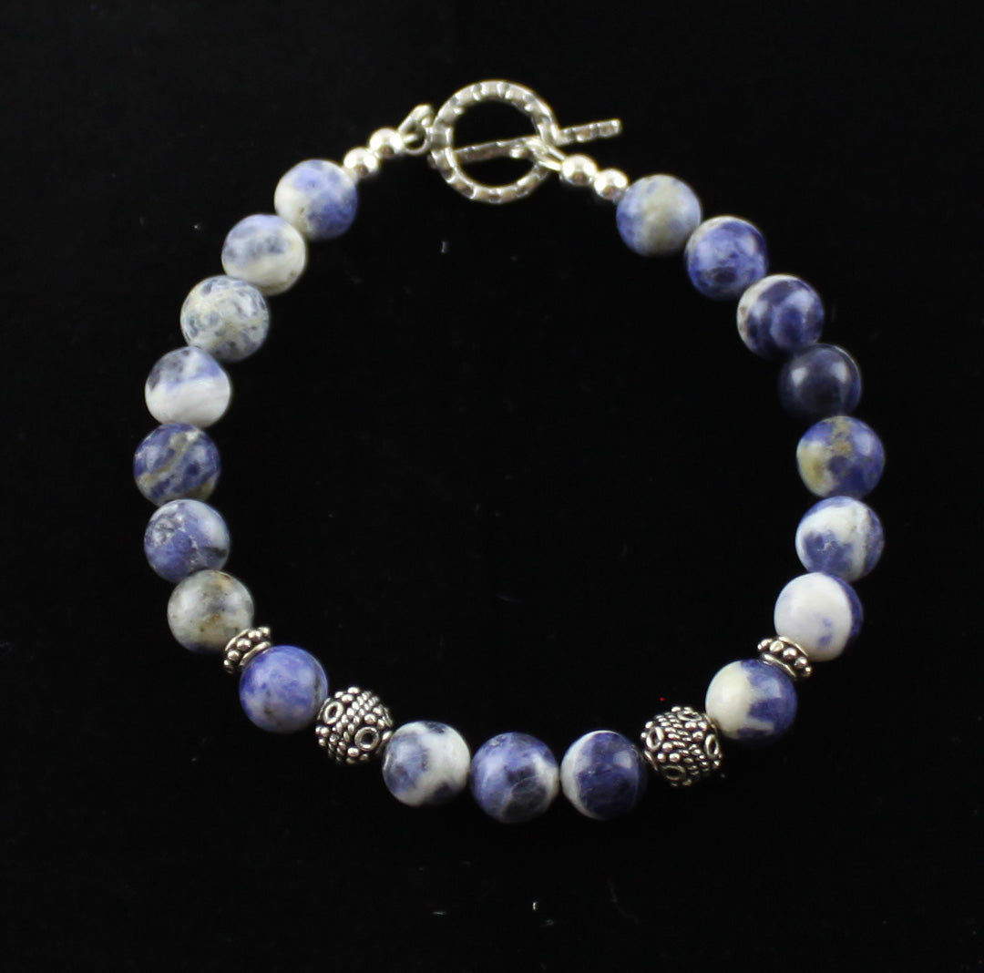 Blue Sodalite & Bali Bead Bracelet