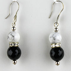 Classic Black, White and Sterling Silver Earrings