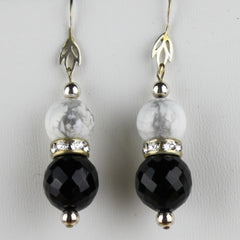 Classic Black, White and Sterling Silver Earrings