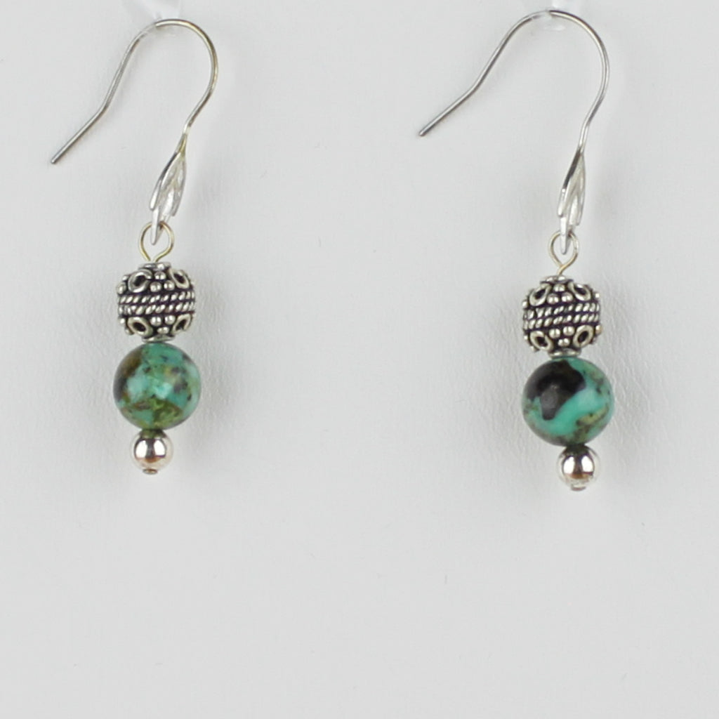 Bali Bead with African Turquoise Earrings