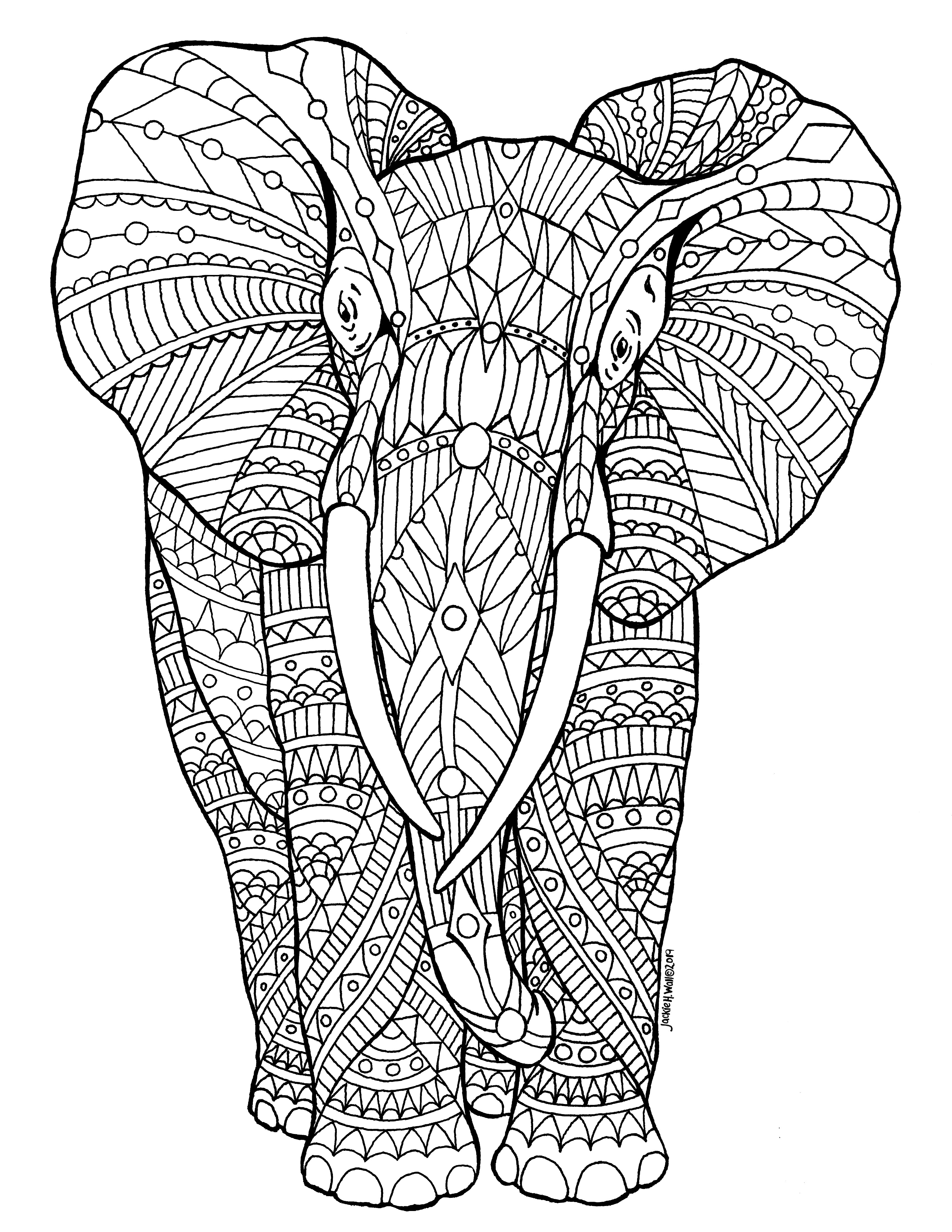 Majestic Elephant Colouring Page