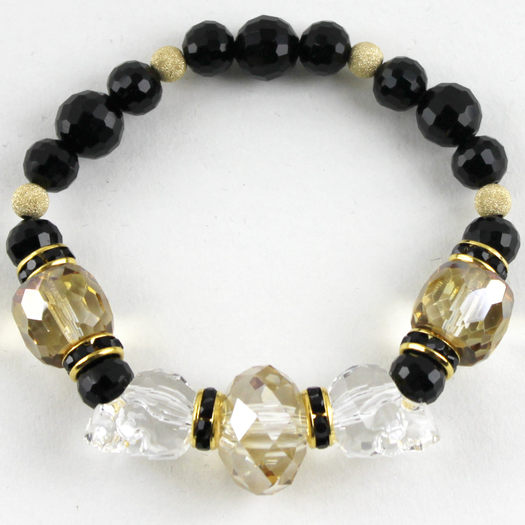 Gold Filled Swarovski Crystal Skull Stretch Bracelet