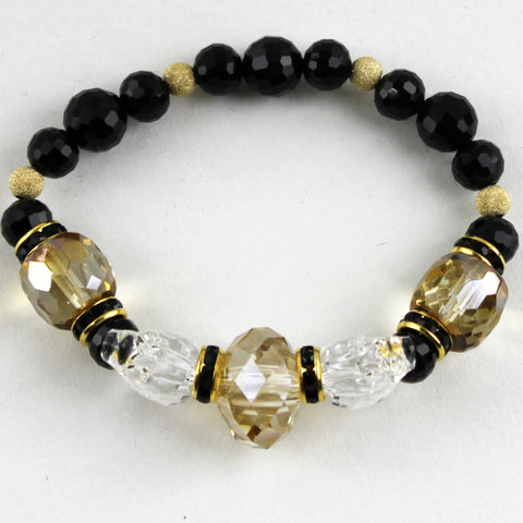 Gold Filled Swarovski Crystal Skull Stretch Bracelet