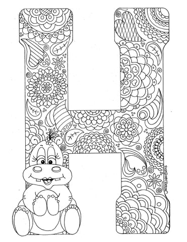 Letter H Colouring Page